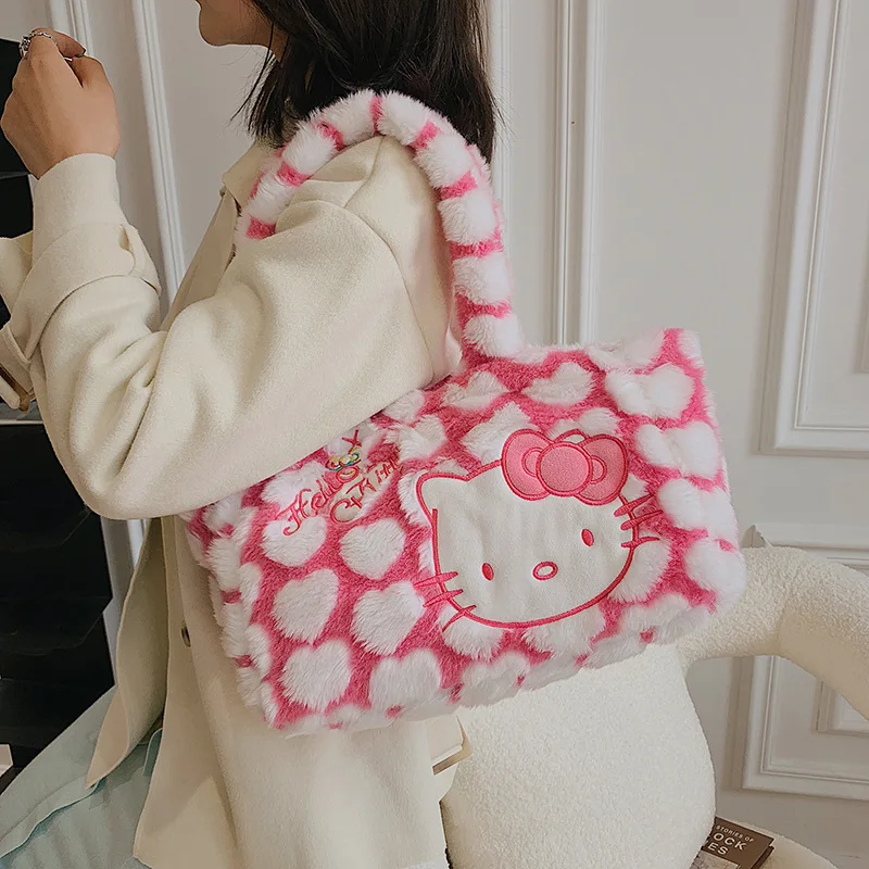 Hello Kitty Coin Purse Plush Shoulder Bag Kuromi Japanese Handbags Cinnamon Bags for Women Sanrio Kawaii Purses and Handbags