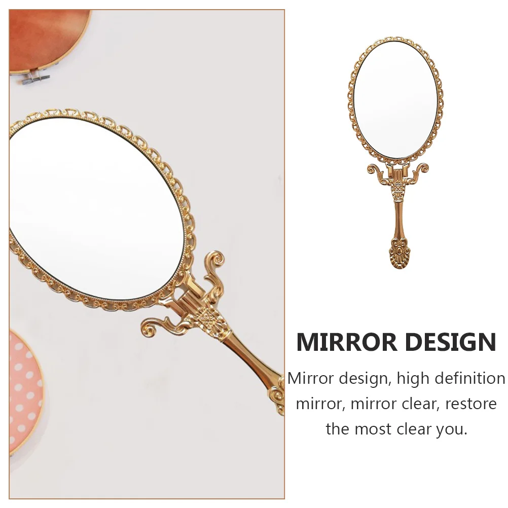 1Pcs Retro Makeup Mirror Vintage Design Cinnamon Portable Handheld Makeup Tool High Definition Clear Mirror