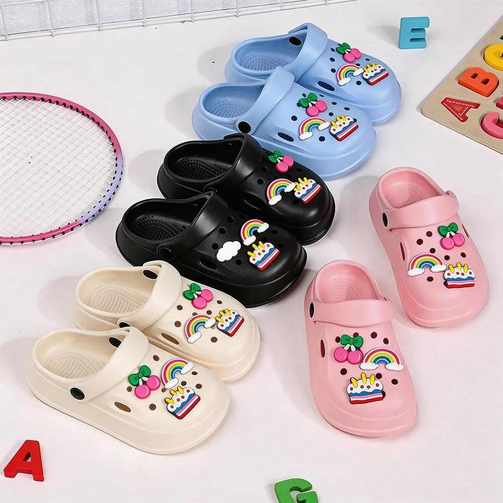 

Children's Slippers Sweet Cherry Cake Rainbow Decoration Sandals Soft, Non Slip, Lightweight Eva Breathable Girls' Beach Shoes
