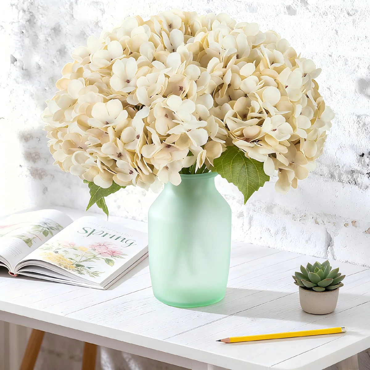 6 Stück Künstliche Hortensien aus Seide für Zuhause, Tisch, Hochzeit, Wand, DIY Geschenkbox, Vase, Brautstrauß, Festival, Party, Herbstdekoration – Detail 1