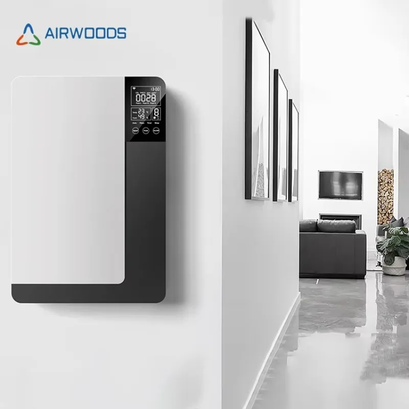 

Airwoods Wall Mounted ERV Energy Recovery Ventilation Fresh Air Ventilation ERV Heat Recovery Single Room Ductless ERV