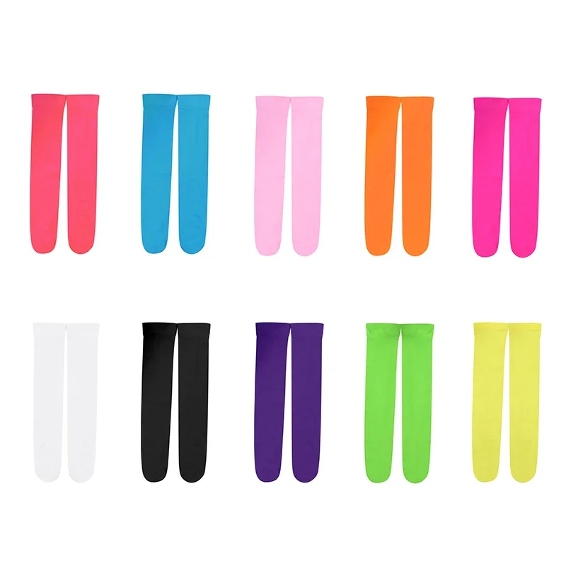 Girls Cute Knee High Socks Uniform Tube Cotton Candy Color Solid Long Stockings 3-12 Years