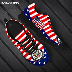 American Independence Day Round Toe Mesh Sneakers Non-Slip Flats Casual Running Shoes for Womens Mens USA Flag Tennis Shoes Gift