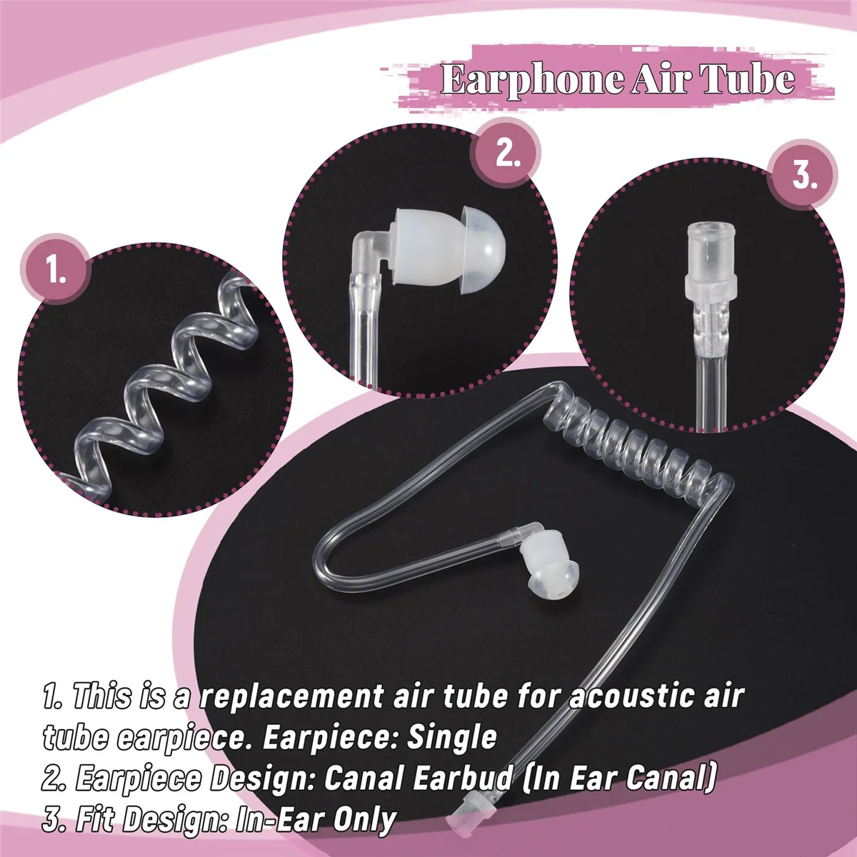 Earphone Accessories Transparent Coil Acoustic Air Tube Earplug For Two-Way Radio Walkie Talkie Earpiece Headset Accessories