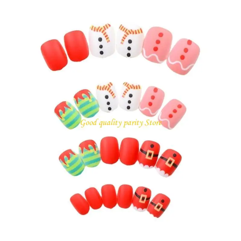 M4ya short cuadrado cuadrado en uña Presiona navideña en uña Mande nieve blanco