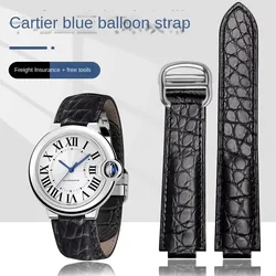 Crocodile Leather Watch Strap Substitute Blue Balloon Series Men And Women Convex Interface Leather Watch Strap 14/16/18/20/22mm