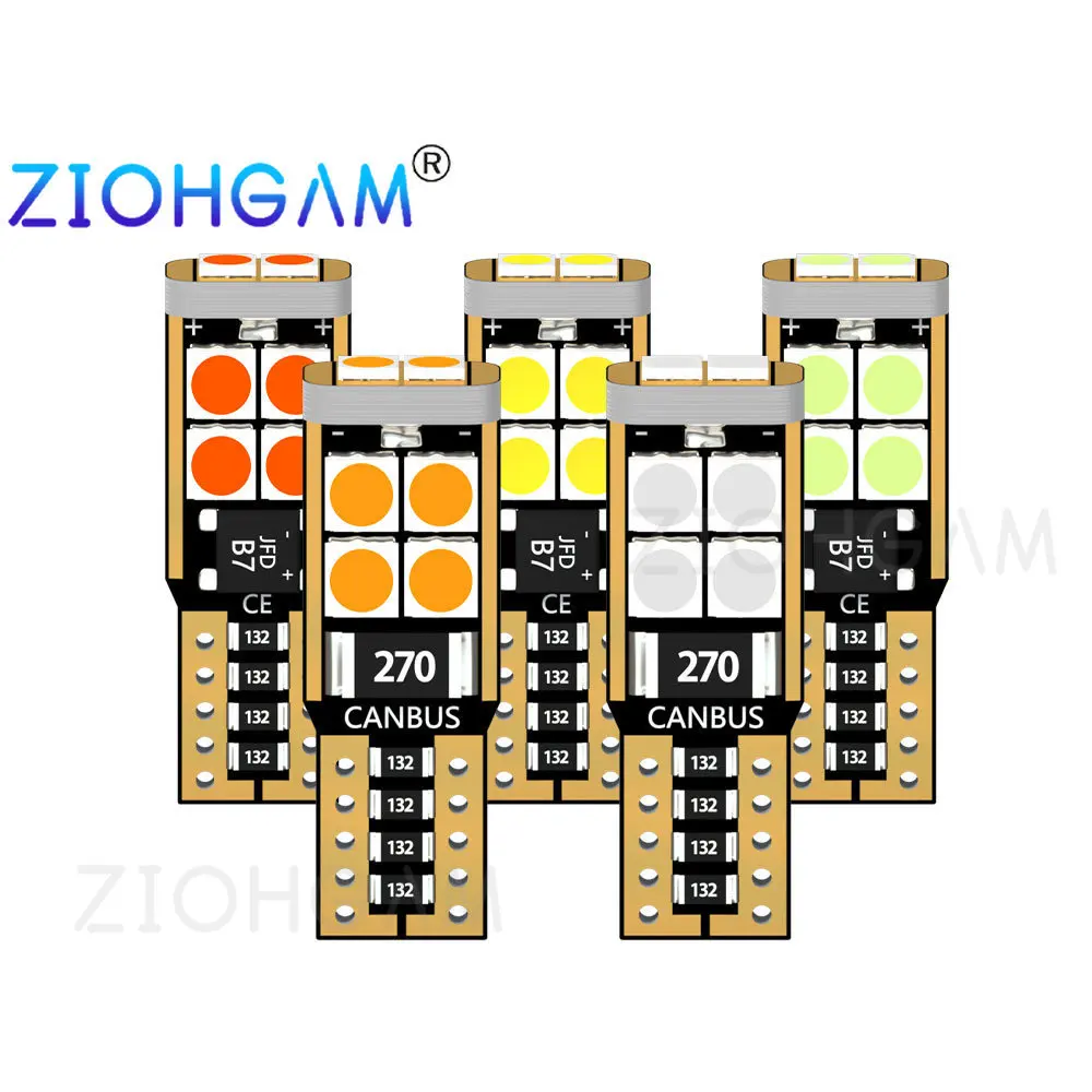 ZIOHGAM 2PCS T10 Led 194 Bulb W5W Dome Interior 3030 License Plate 168 Reading Side Marker Signal Lamp Parking Car Tail Light