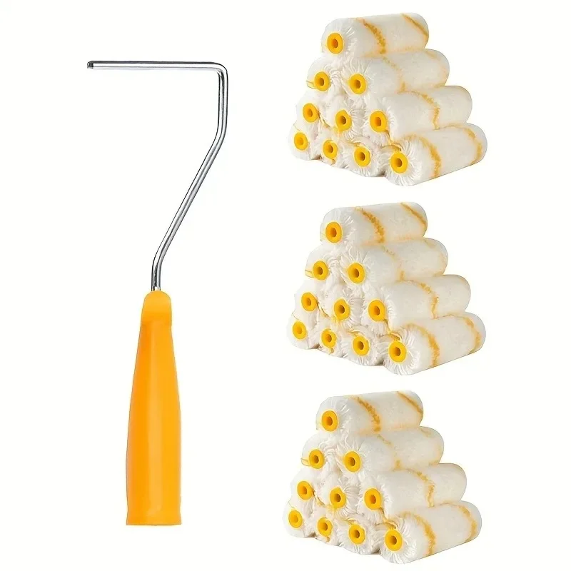 11Pcs Paint Roller Brush Set Wall Corner Thumb Roller Core Brush Head Bracket Small Corner Painting Tool Home Improvement Kit