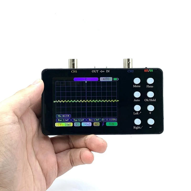 SCO2 Dual Channel Digital Oscilloscope 50M Sampling Rate 10Mhz Analog Bandwidth One Key AUTO Anti Burning Black SET 2