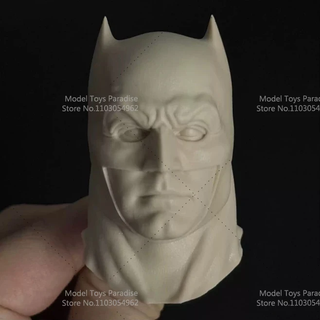 Unpainted 1/6 Batman White Model Head Bruce Wayne Bale Robert Pattinson Super Hero Head Sculpt Fit 12inch Soldier Action Figure