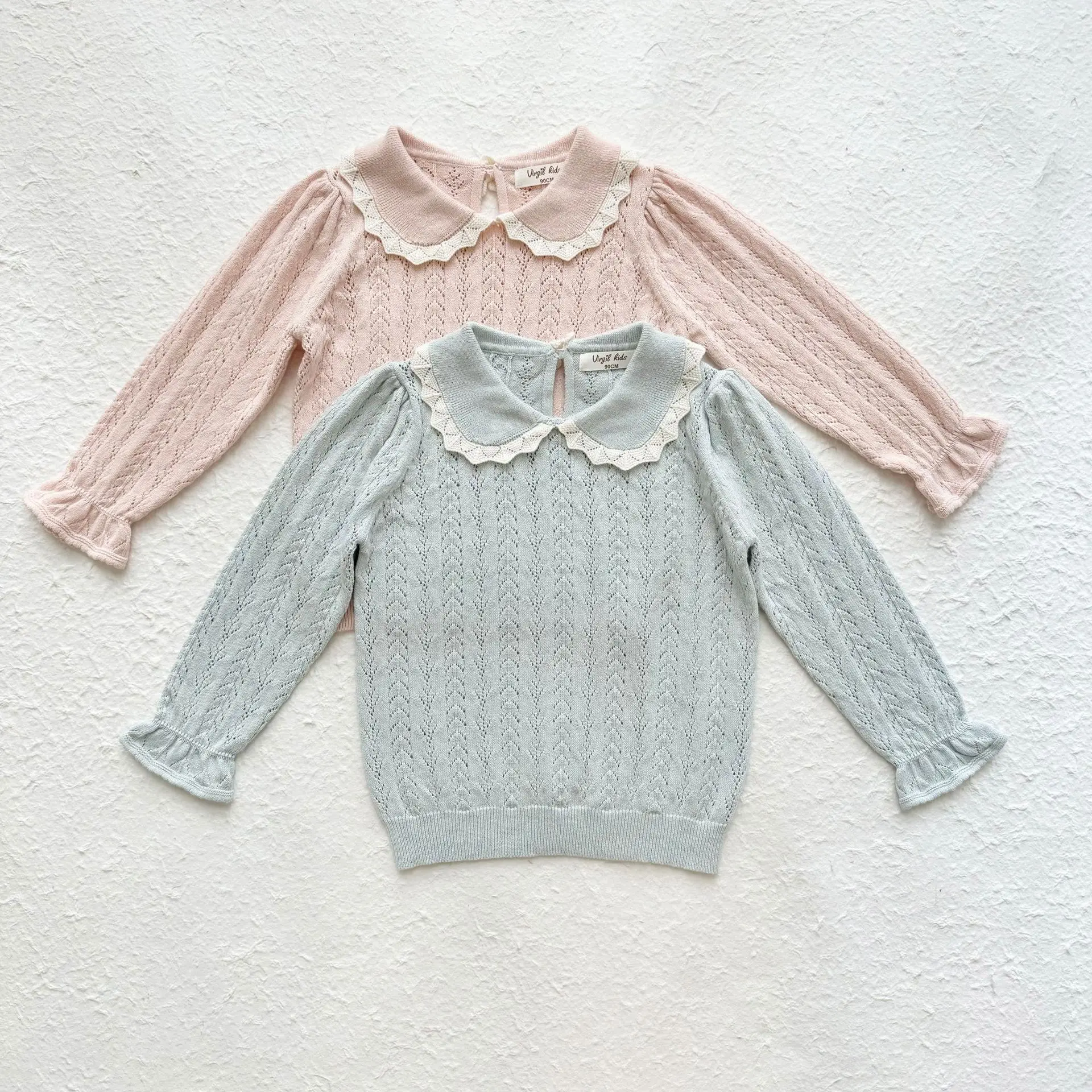 2026 New Autumn  Baby Girls Knitted Pullovers Tops Long Sleeve Hollow Out Korean Style Children Sweaters  125