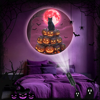 Cat and pumpkin head projection lamp, suitable for Halloween atmosphere creation, wall ceiling decoration, creative holiday gift
