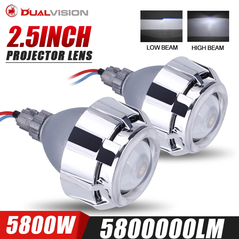 2.5'' Bi-led Projector LED H4 Hi/Lo Beam Lenses 6000K Bright White H7 H1 9005 9006 Light Headlight 5600W For Car Accessories KQ