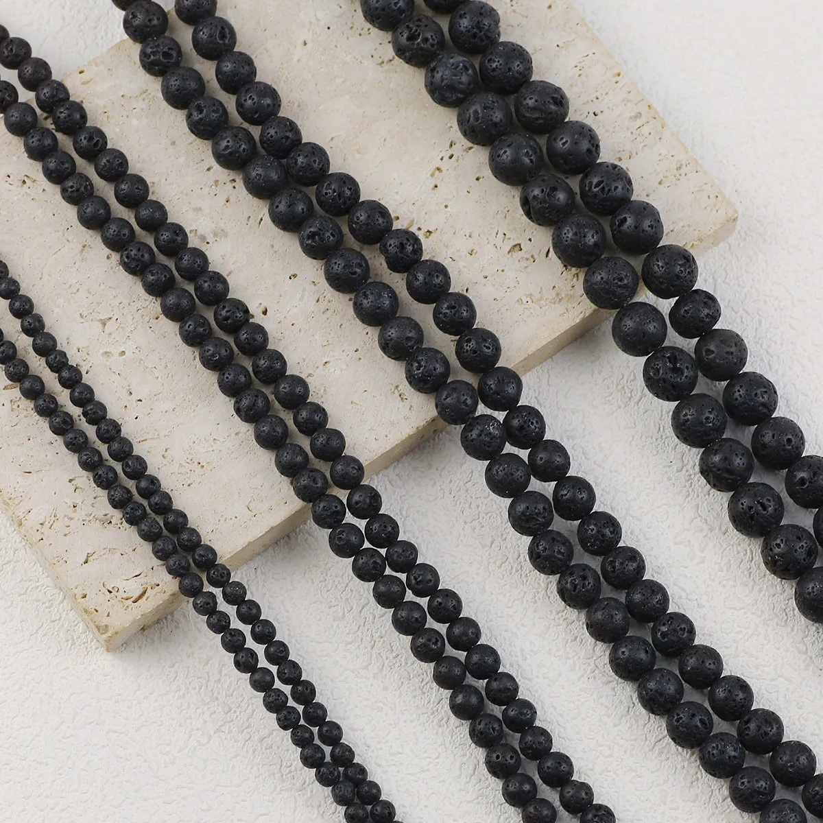 Natural Black Volcanic Stone Beading 4/6/8/10/12mm Loose Spacer Round Beads For Jewelry DIY Bracelet Earrings Pendant Accessorie