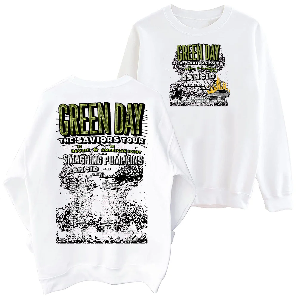 Green Day The Saviors Smashing Pumpkins 2024 Tour Sweatshirt Harajuku Round Neck Long Sleeve Oversized Tops Fans Gift Tops