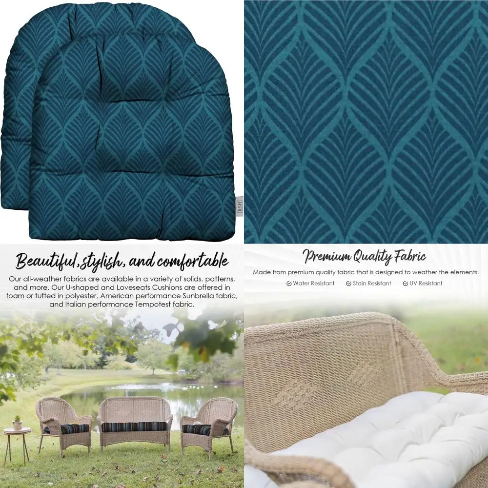 

Всепогодный набор плетеных подушек U-образной формы, 19x19 дюймов, водонепроницаемые подушки для уличных стульев