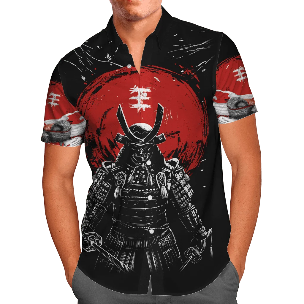 

Japanese Samurai Tattoo 3D Print Men Summer Beach Hawaiian Shirt Short Sleeve Shirt Loose Streetwear Oversized Chemise Hombre-19