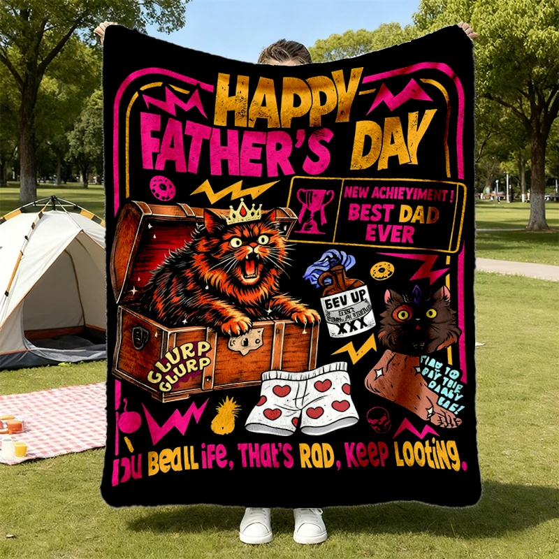 Dungeon Crawler Carl Fathers Day  Flannel Blanket, Funny LitRPG Fan Flannel Throw, Achievement Gift