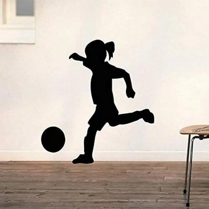 

A little girl playing football Wall Art Decal Sticker Picture Poster Decor removable