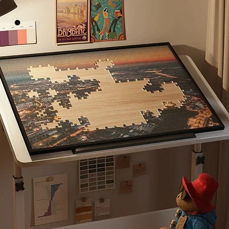 Foldable Lifting Puzzle Table Painting Desk Bed Side Mobile Laptop Writing Table