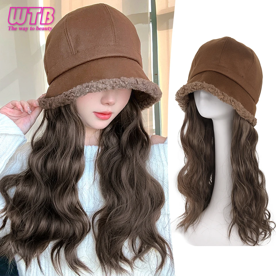 

WTB Hat Wig Women's Lamb Hair Octagonal Beret Autumn/Winter Fashion Maillard Style Long Curly Hair Wig Hat