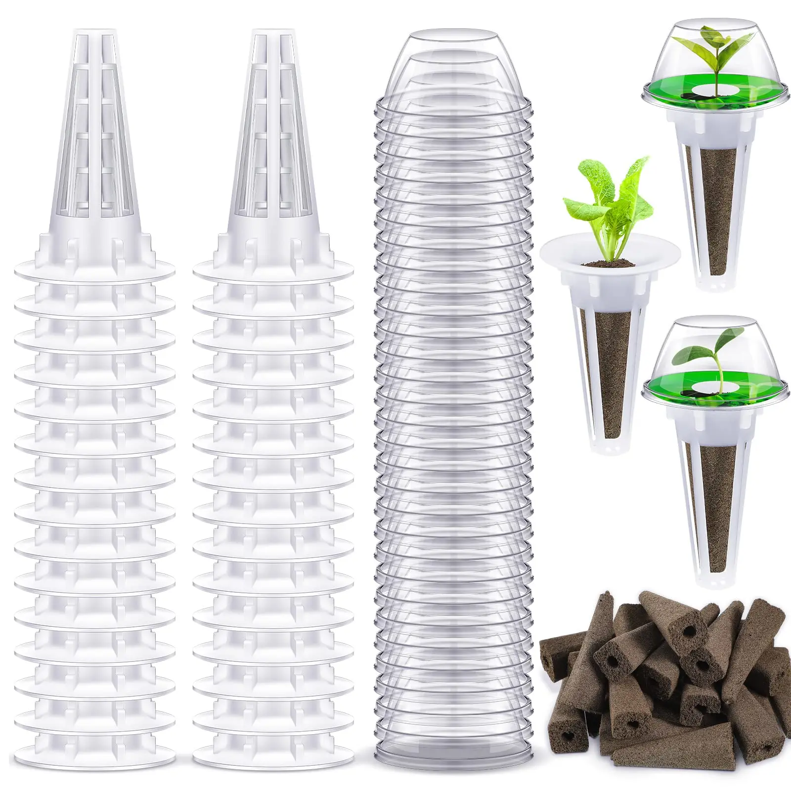 120 Stuks Hydrocultuur Tuin Accessoires Pod Kit Inclusief Groeien Manden Transparante Isolatie Deksels Plant Grow Sponzen Etiketten Voor Se
