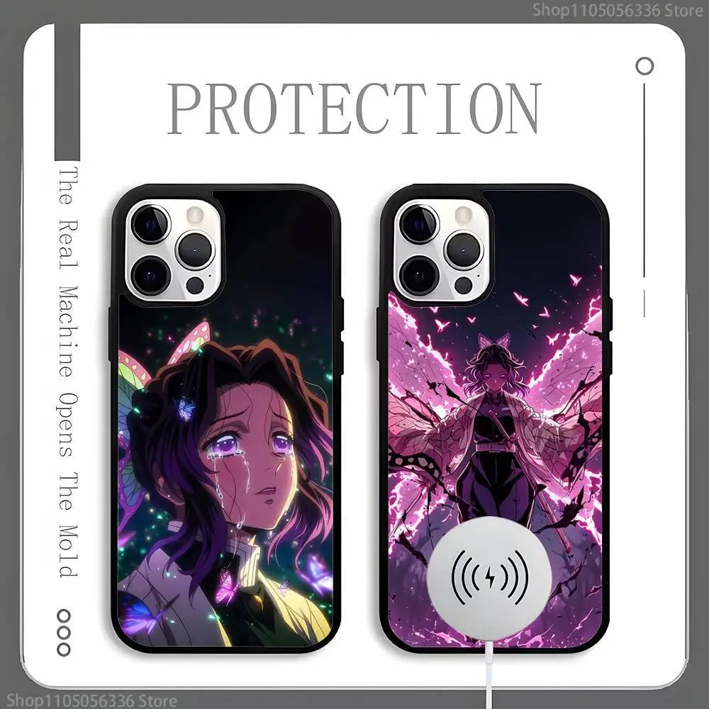 

S-Shinobu D-Demon Slayer Phone Case For Magnetic Wireless Charge Cover For iphone 16 15 14 13 12 11 Pro Max Plus Coque