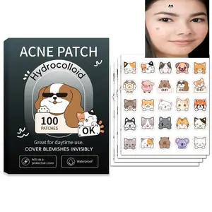 100 Patches Cat Shape Pimple Patches Colorful Hydrocolloid Pimple Healing Sticker Cute Strong Absorption Zit Patches Face Care
