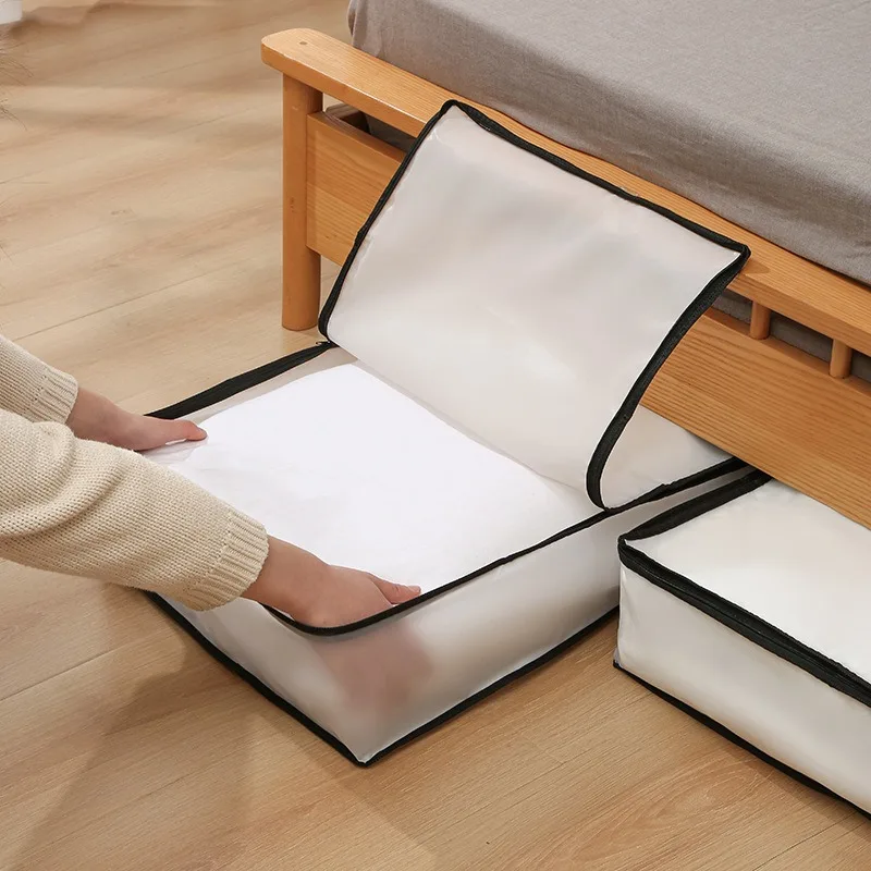 Folding Quilted Bag for Bedside Storage, Wardrobe Clothing Storage Box, Dustproof Storage, Large Capacity Storage Bag