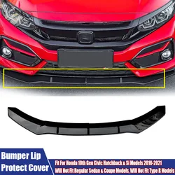 Car Front Bumper Lip Diffuser Spoiler Splitter Guard For Honda 10th Gen Civic Hatchback & Si Models 2016-2021 Bumper Protector
