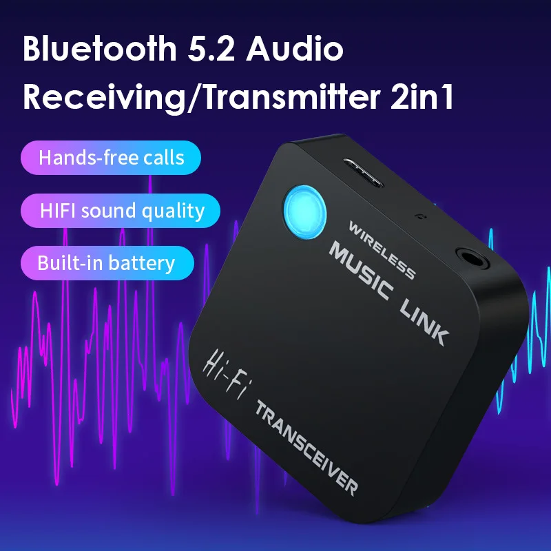 Bluetooth 5.2 ricetrasmettitore Audio 2 in 1 trasmettitore e ricevitore RX/TX modalità bluetooth Wireless per altoparlante bluetooth TV