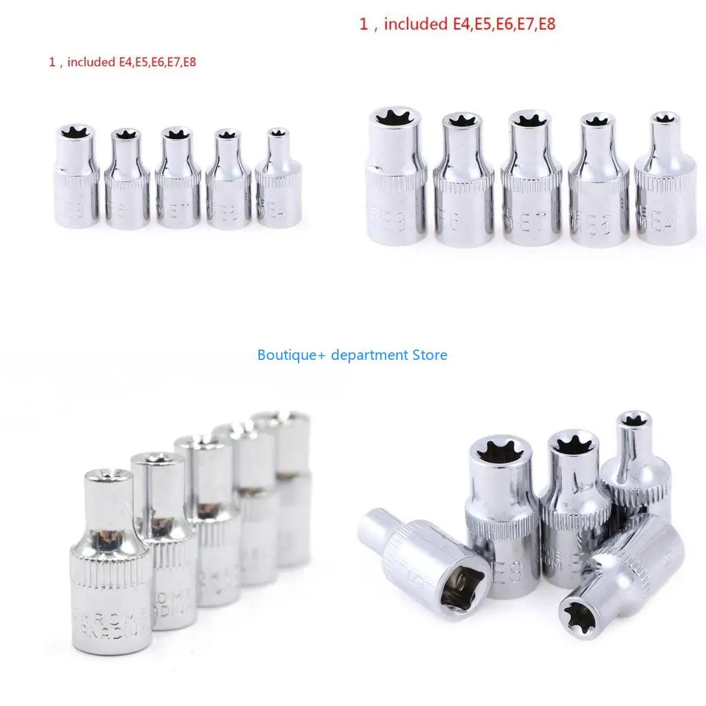 E1PD Torx Star Socket Set & Bit Male Female E Sockets with Torx Tool Ki,External Torque Star Socket Set Motor Repairing Tool