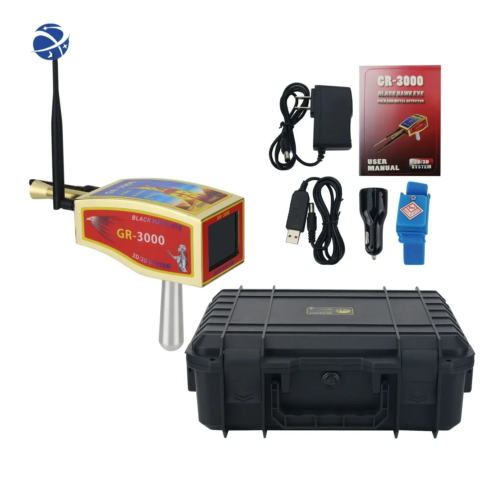 

YUNYI GR-3000 Black Gold Detector Metal Detector Machine 2D/3D System with Touch Screen and Carrying Case