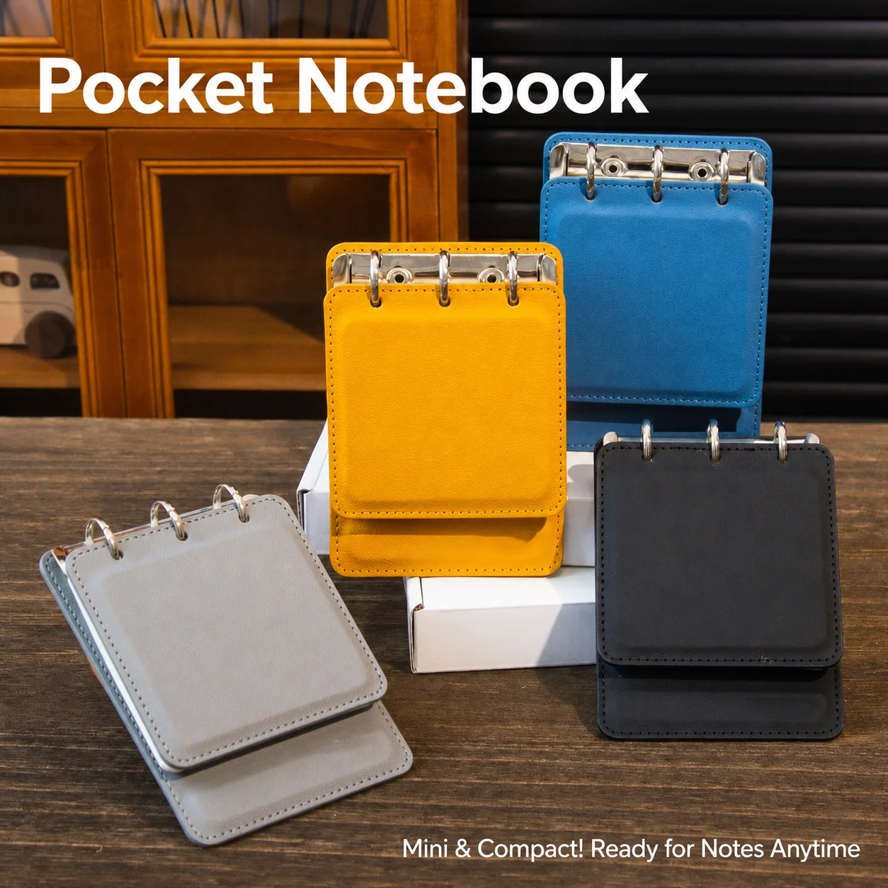 Loose-Leaf Pocket Notebook Neat Stitching Pu Cover Notebook Palm-Sized Notebook Pu Leather For Office Work Travel Student Use