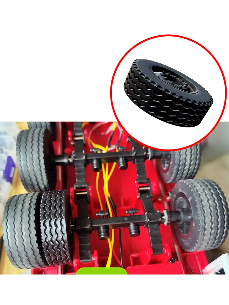 Opona o grubości 14mm do modelu ciężarówki RC Huina 501D Scania 770S, miękka guma TPU, podwójne opony, akcesoria do piasty przyczepy, części zamienne do tuningu. — 2