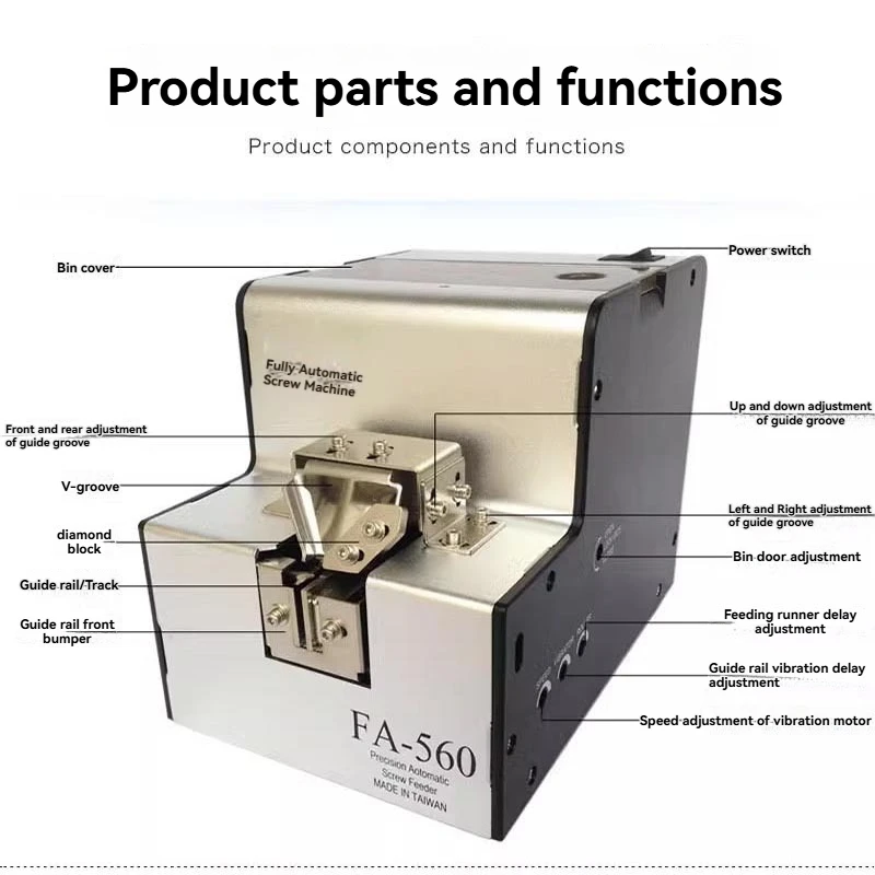 Automatic Screw Feeder M1-M5 110-240V Adjustable Rail Screw Arranging Machine for Assembly Line