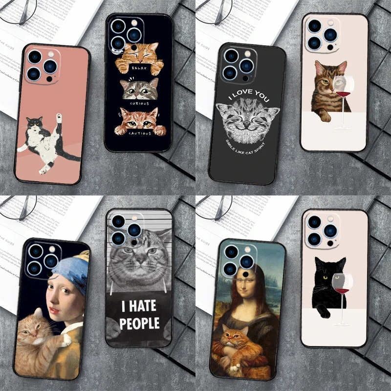 Custodia divertente Cat Art per Samsung Galaxy S23 Ultra S21 S22 S24 S25 Ultra S9 S10 Plus S21 S25 FE Cover Funda