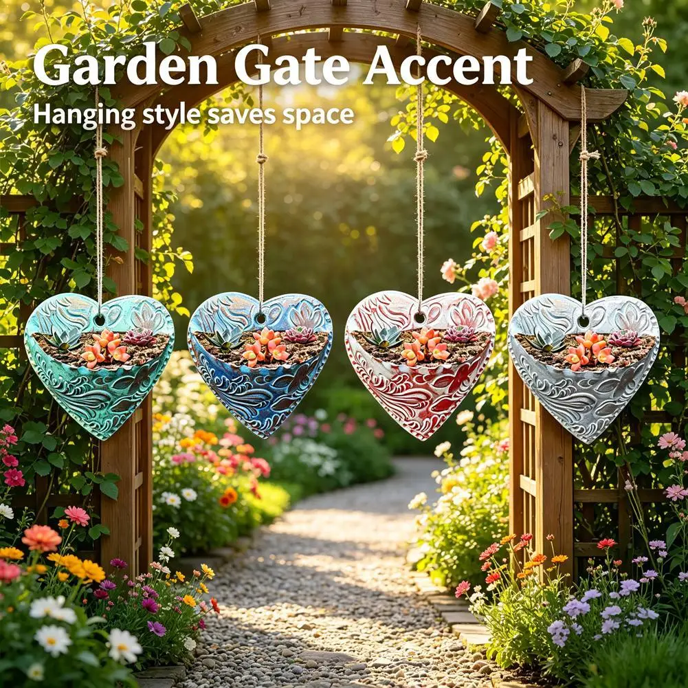 Heart Shaped Hanging Planter Resin Wall Pocket Flower Pot For Air Plants Creative Garden Outdoor Home Wall Decor