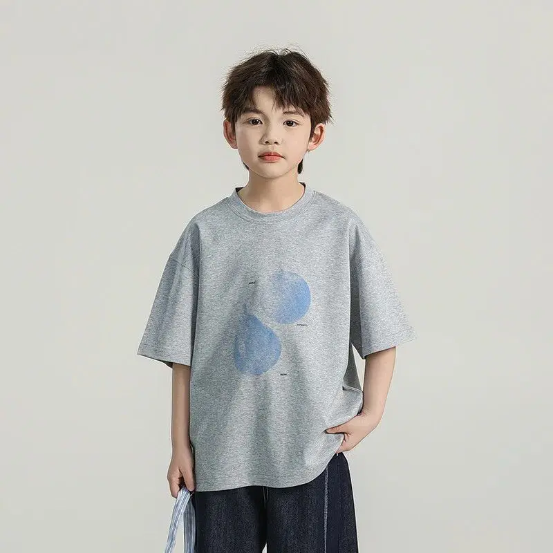 Boys' Premium Cotton T-Shirt Summer 2026 Kids 8-12 Loose Fit Multicolor Casual Wear
