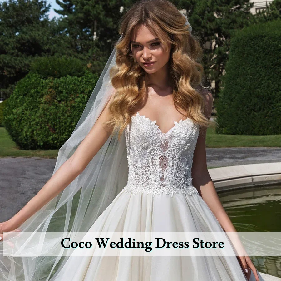 Suknia ślubna księżniczki na zamówienie dla kobiet, niewidoczny dekolt, aplikacje z koralików, suknia balowa, suknia ślubna, Vestidos De Novia