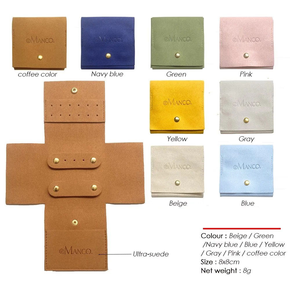 EMANCO Minimalist Style Microfiber Jewelry Pouch Multi Color Snap Button Portable Storage Bag For Stainless Steel Necklace Ring