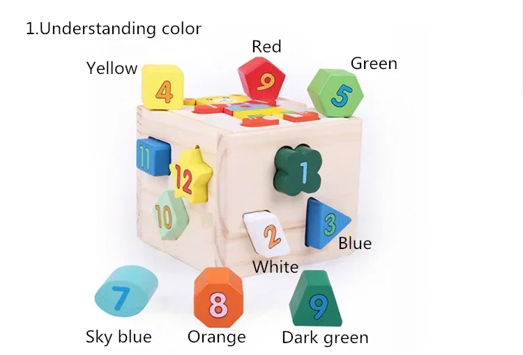 [Funny] 13 forme grosse cubo di smistamento a forma di orso giocattoli educativi a forma di colore con blocchi geometrici in legno digitali