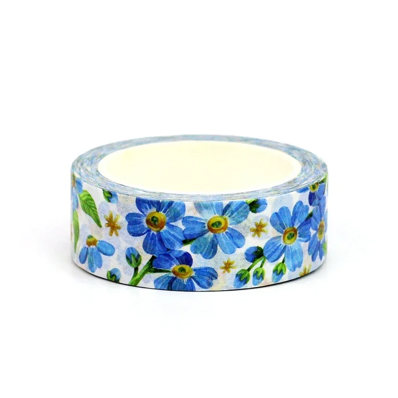 NEW 1PC 10M Decorative Blue Flowers Leaves Washi Tape for Scrapbooking Journaling Adhesive DIY Masking Tape Cute Stationery