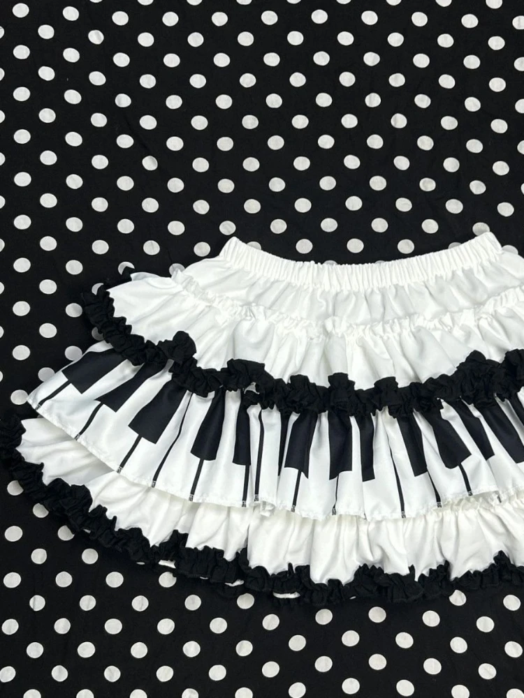 Spring Piano Key Subculture Cake Skirts Women Japanese Punk Y2k Design Harajuku Slim Fluffy Skirt Vintage Streetwear New Outfits
