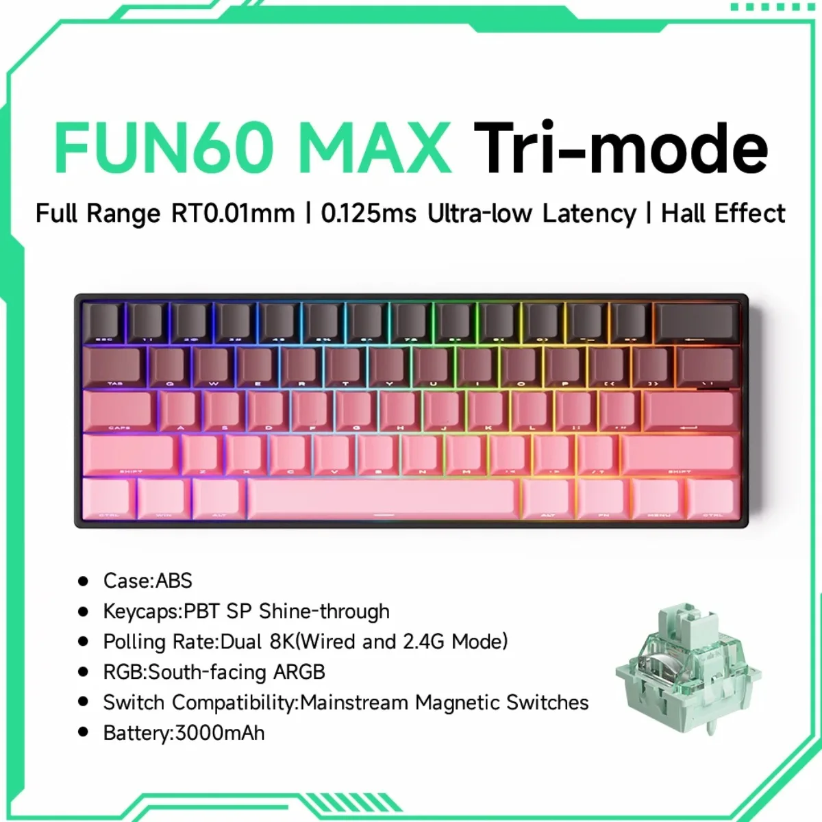 

Akko MonsGeek FUN60 Machanical Keyboard Magnetic Gaming Keyboard Esports RGB 60% Rapid Trigger 8K Custom Aluminum Keyboard