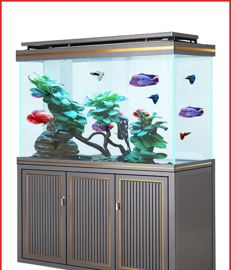 Premium Large household floor standing ornament aquarium with no need for replacement, bottom filtration