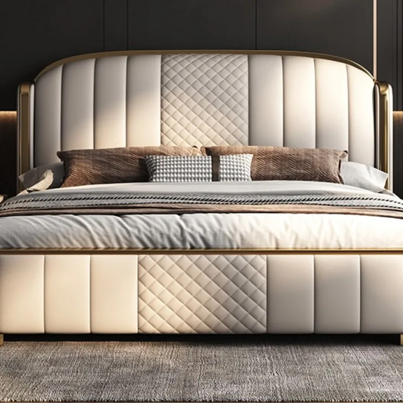 クイーンサイズのナイトスタンドベッド北欧ユニークなスリーピングフレームベッドファンシーミニマリストレットマトリモニアーレ寝室家具アクセサリー