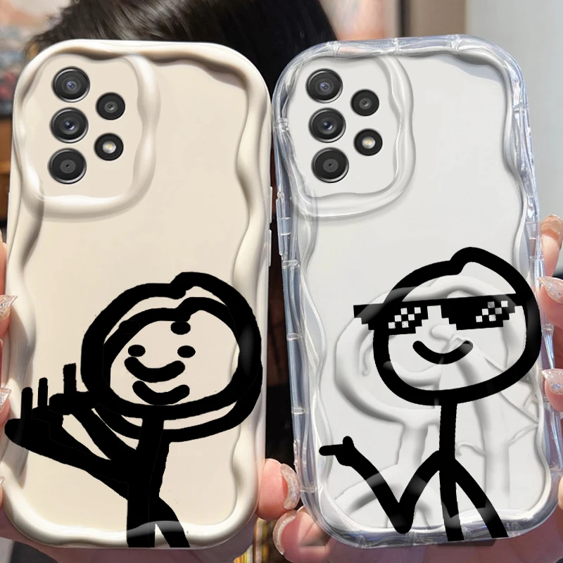 

Cartoon Matchman Cute Art For Samsung A55 A54 A53 A52 A35 A34 A33 A32 A25 A24 A23 A22 A21S A15 A13 A14 5G Wave Oil Funda