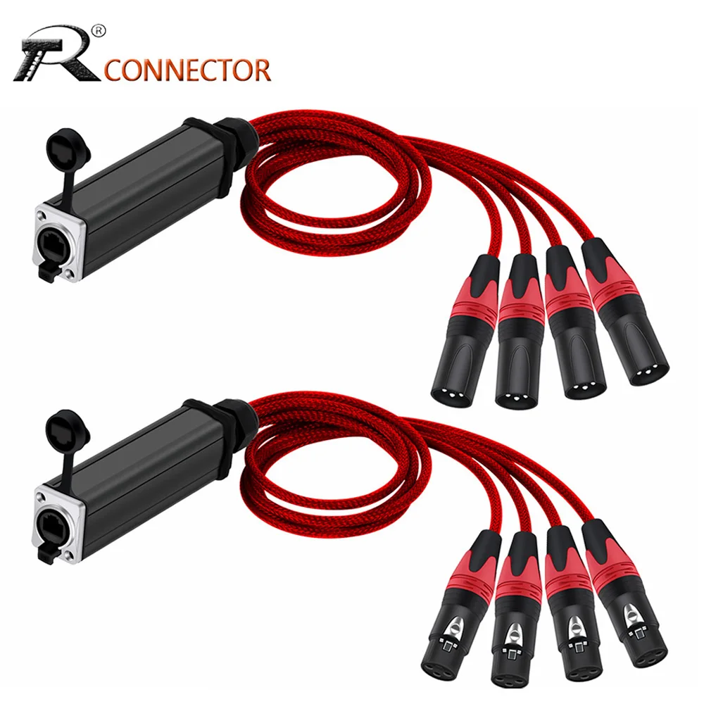 

4 Channel 3Pins Multi Network Breakout XLR Audio Cable to RJ45 Female Shielded Signal Extender for Stage Sound Recording Studio