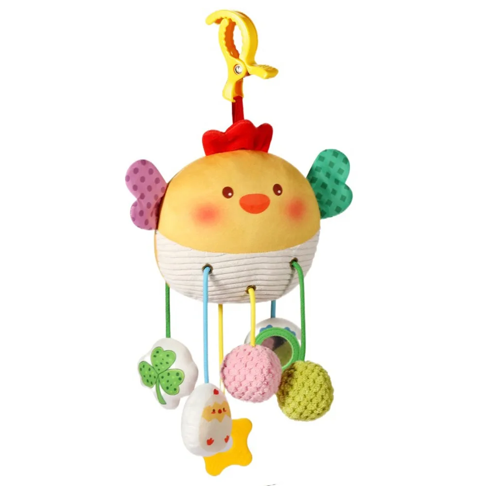 

Crab-shaped Baby Pull String Toys with Clamp Ringing Beads Plush Stuffed Sensory Toy Distorting Mirror Comfortable To Touch